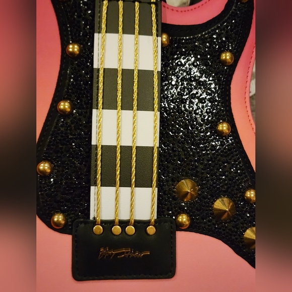 Betsey Johnson Kitsch Pretty N' Funk Pink Crossbody Electric Guitar - Picture 10 of 10